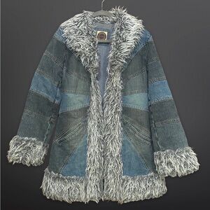 Women’s M Giacca Y2K Faux Fur Jean Jacket